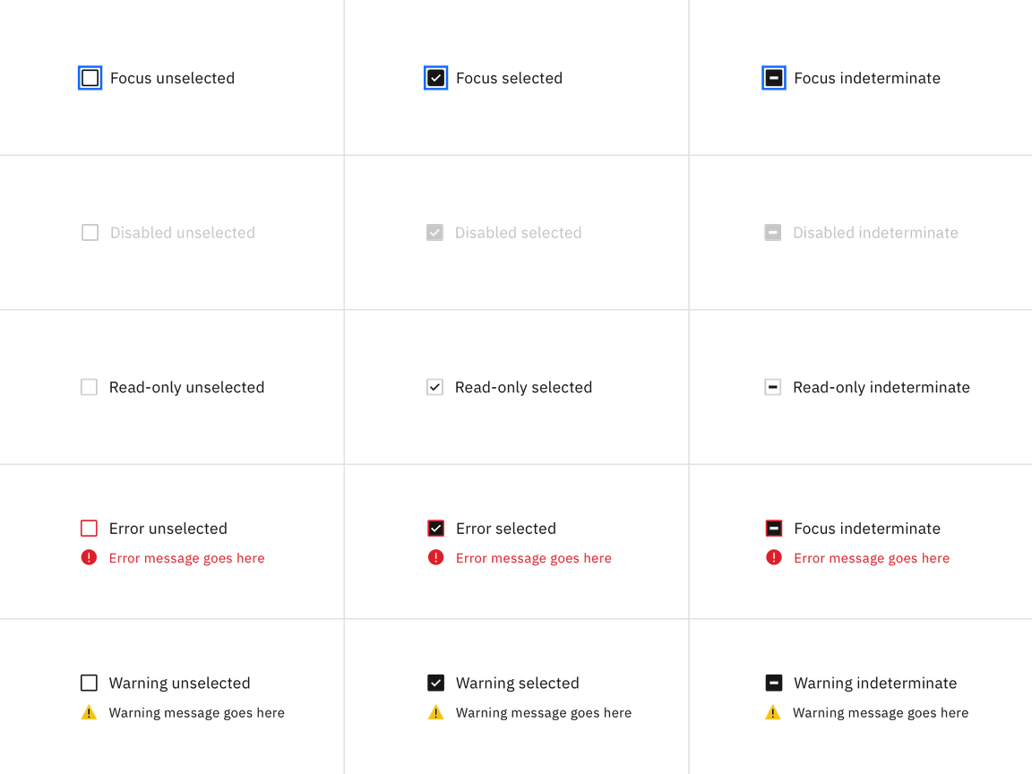 Checkbox interactive states