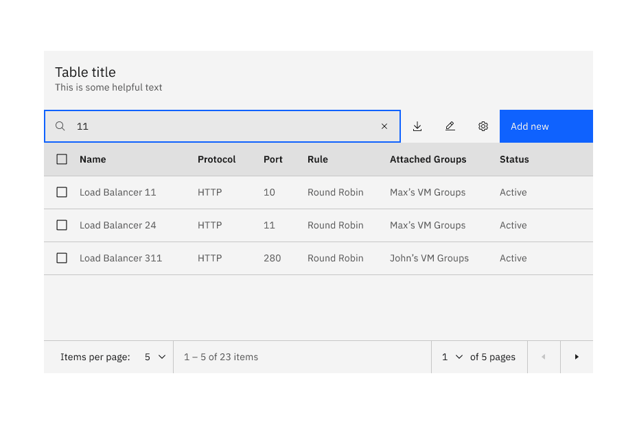 data table search